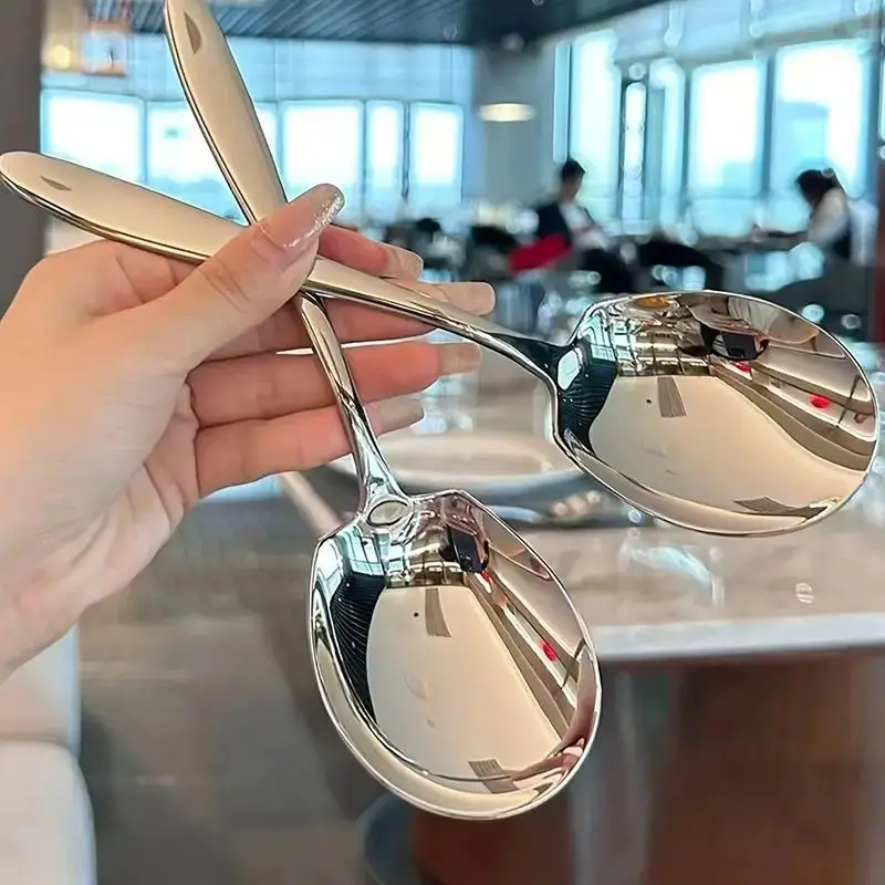 Stainless Steel Large Spoon, 2 Counts Buffet Spoon, Modern Banquet Service Utensils, Kitchen Utensils for Party, Buffet, Dinner, Banquet