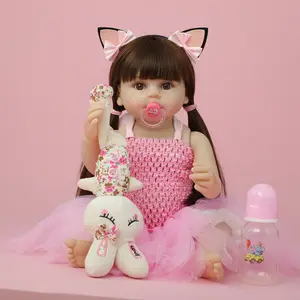 **Lifelike Reborn Baby Dolls 19 Inch Sleeping Realistic Newborn Girl Cloth Body with Feeding Toy Kit for Ages 3+ Rebornbabydoll