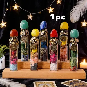 Natural Crystal Zodiac Wishing Bottle, Magic Energy Healing Stone Drifting Bottle, Spiritual Divination Reiki, 1pc Raw Stones, Intuitively Chosen Crystals