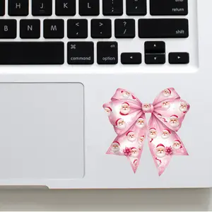 Coquette Christmas Tree Cake Santa Claus Pink Christmas Bow 2x2 inches Cut Out Sticker