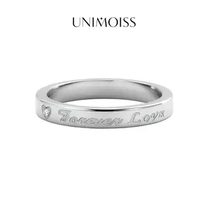 UniMoiss Forever Love Ring Scripted Band Wedding Engagement Anniversary Valentine's Day Birthday Gift Daily Wear Jewelry