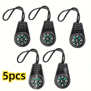 5pcs Mini Survival Compass Waterproof Acrylic with Lanyard Battery Free Magnesium Free for Outdoor Camping Navigation Essential for Emergencies Orienteering Boating Accessories