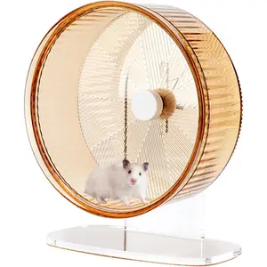 Super-Silent Hamster Exercise Wheel Silent Spin Running Wheel with Height Adjustable Stand for Hamsters Gerbils Mice and Other Small Animals 8.5inch Yellow
