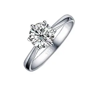 Jewelry - Elegant Classic Real 925 Sterling Silver Finger Rings Jewelry Crystal Cubic Zircons 6 Claws Women Wedding Anillos