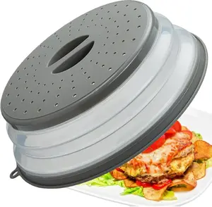 Microwave Splatter Cover with Vent – Multi-Use Food Cover & Strainer, Heat-Resistant Plate Lid with Hook for Storage, Dishwasher-Friendly Plastic & Silicone Design (1 Pack)