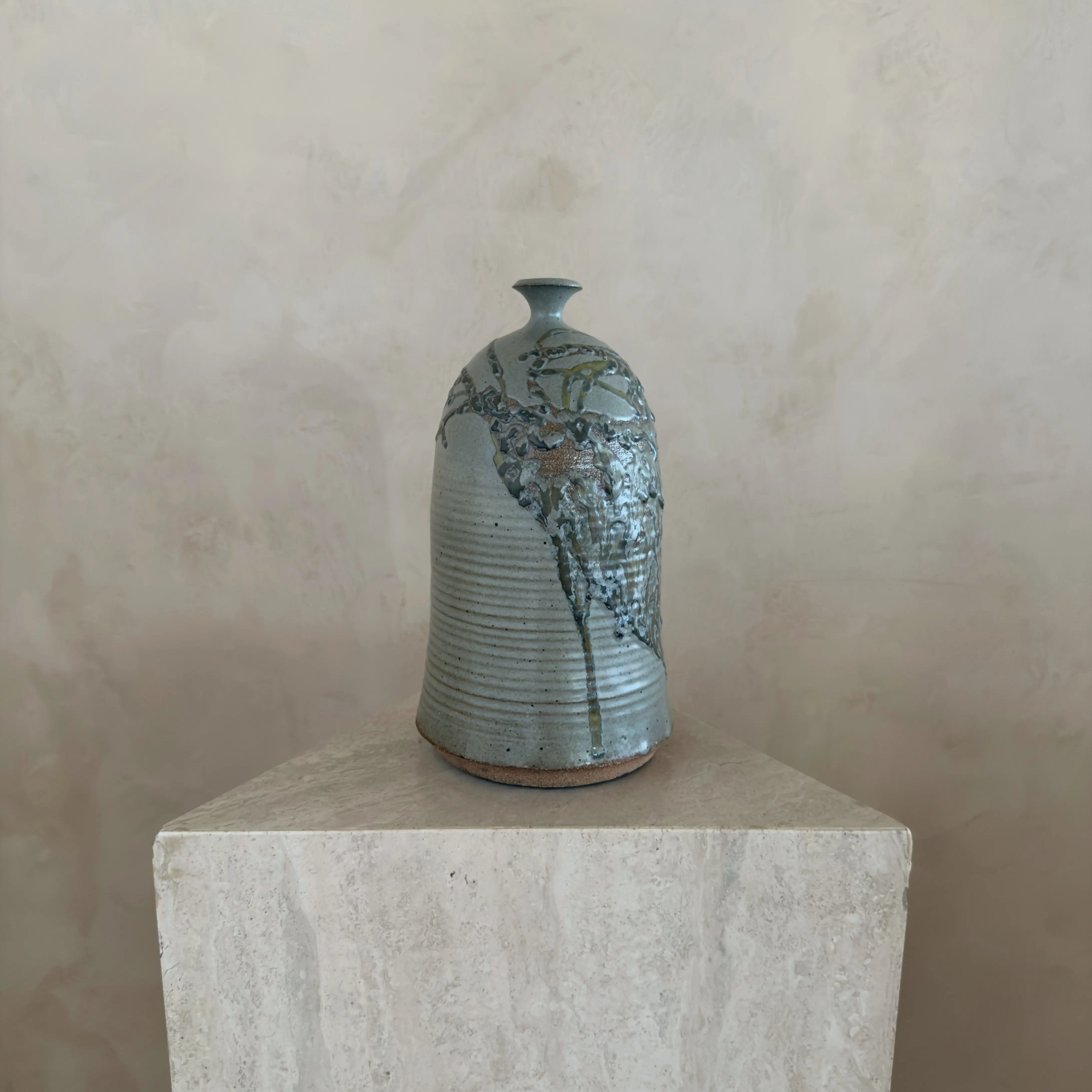 Textured Drip Glaze Studio Pottery Bottle Vase