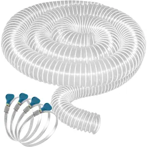 2-1/ 2inch x 10ft Heavy Duty PVC Dust Hose, Puncture Resistant, Flexible Transparent PVC Smoke Exhaust Hose with Carbon Steel Wire Coil, Suitable for Dust Collection Systems