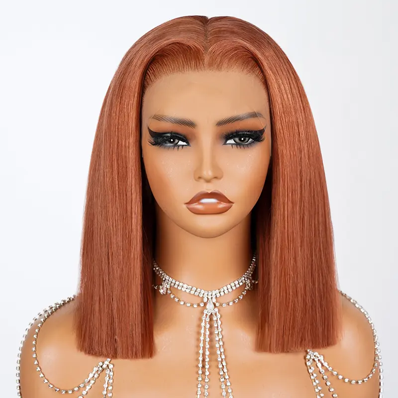 [Live]Megalook Hair Ginger Brown 13x4 Lace Front Human Hair Wig Bone Straight Transparent Lace Wig Silky Straight Wig