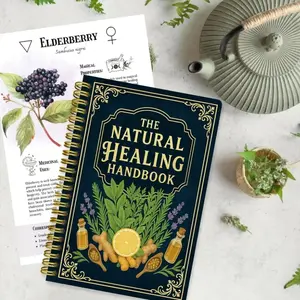 Natural Healing Therapy Handbook, Herbal Guide & Notebook, Spiral Bound Herbal Book, Natural Pain Relief, Boost Immunity, Improve Sleep