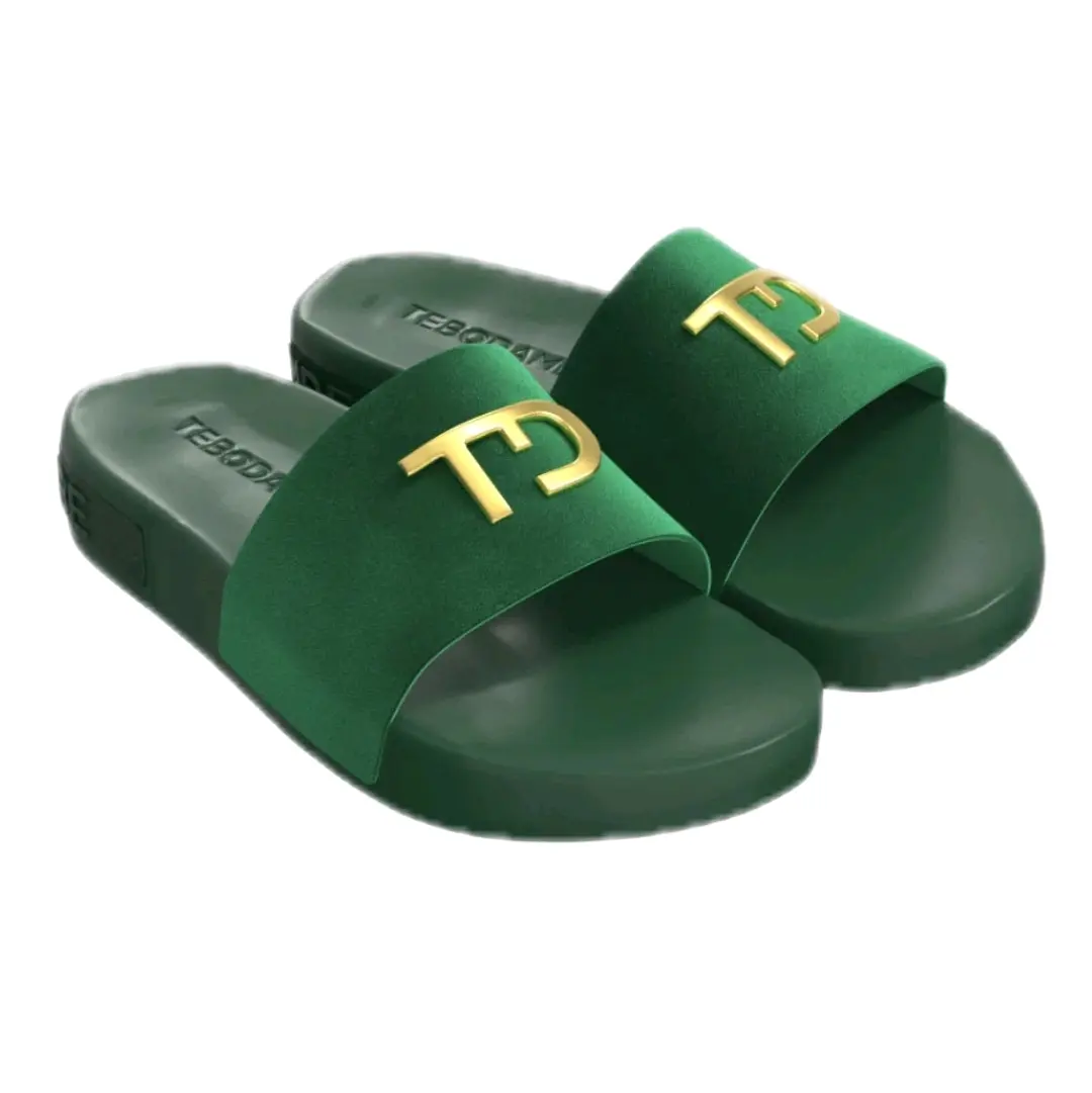 TEBO DAMBE Velvet Slide | Dark Green Shoe Footwear Sandal