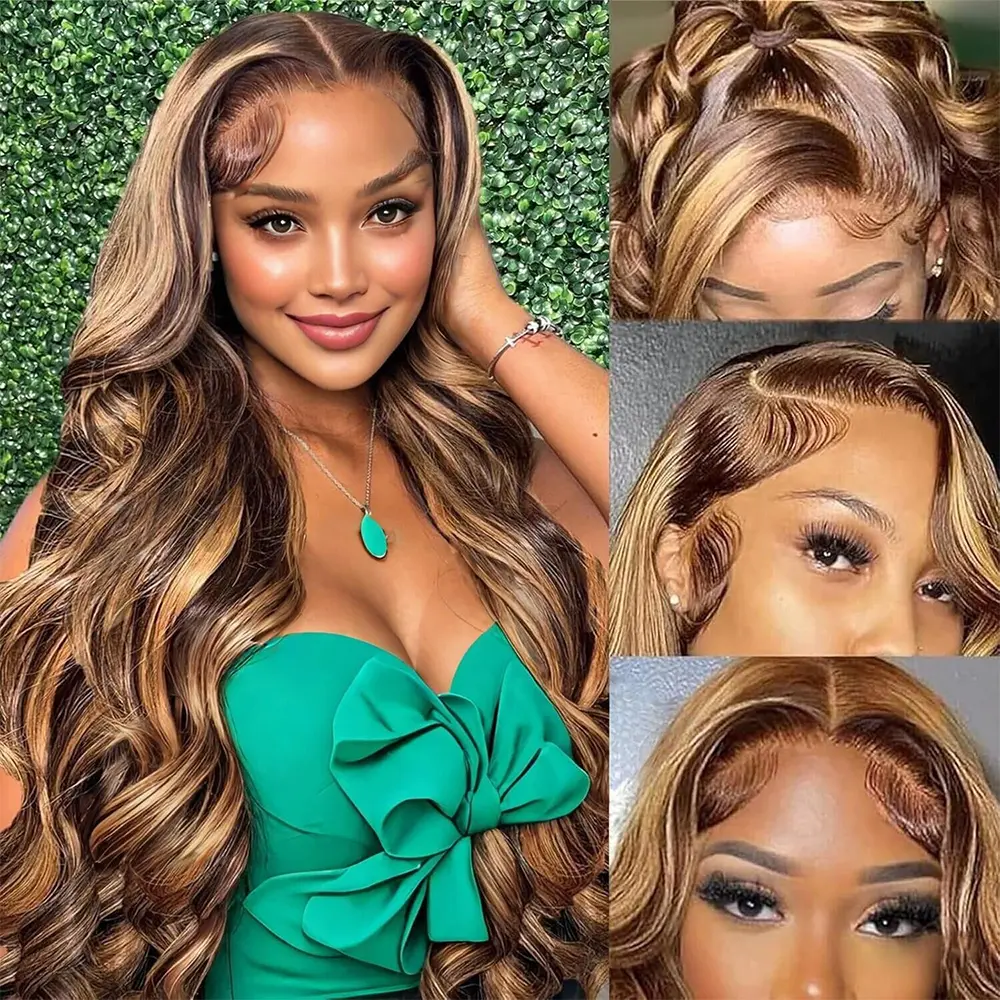 30 Inch Only $99】 Honey Blonde Ombre Lace Front Wig Human  display picture 1