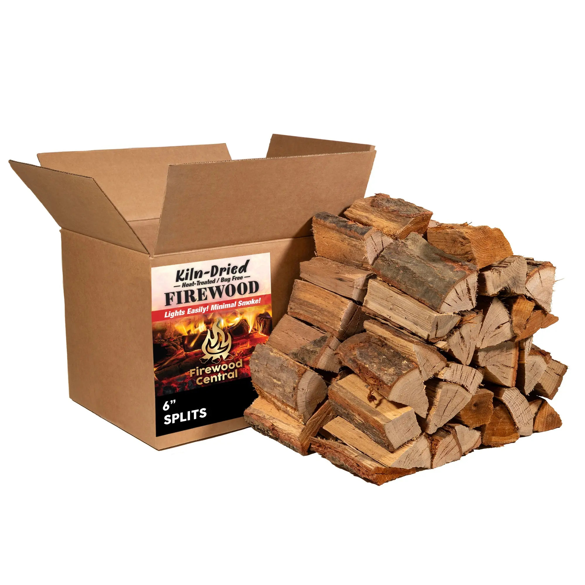 Firewood Central Kiln-Dried PA Hardwood – 6” Splits (Approx. 42 lb) – Smoking Wood for Cooking, Pizza Ovens, Grilling, BBQ & Campfires – Easy to Light, Low Smoke, USA-Sourced