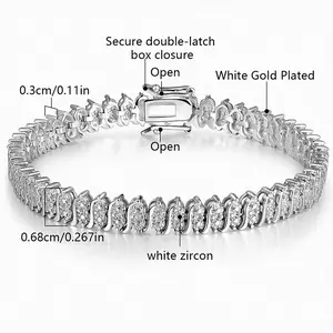 18K   Full Paved CZ Rectangle Stone Chunky Tennis Bracele accessories for women  gifts for women