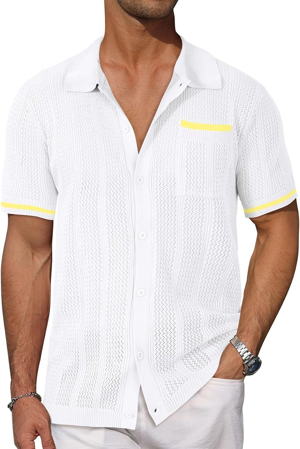 Short-sleeved Shirt Pocket Hollow Breathable Cool Summer Men's Casual Jacket Cardigan Short-sleeved Shirt Pocket Hollow Breathable Cool Summer Men's Casual Jacket Cardigan