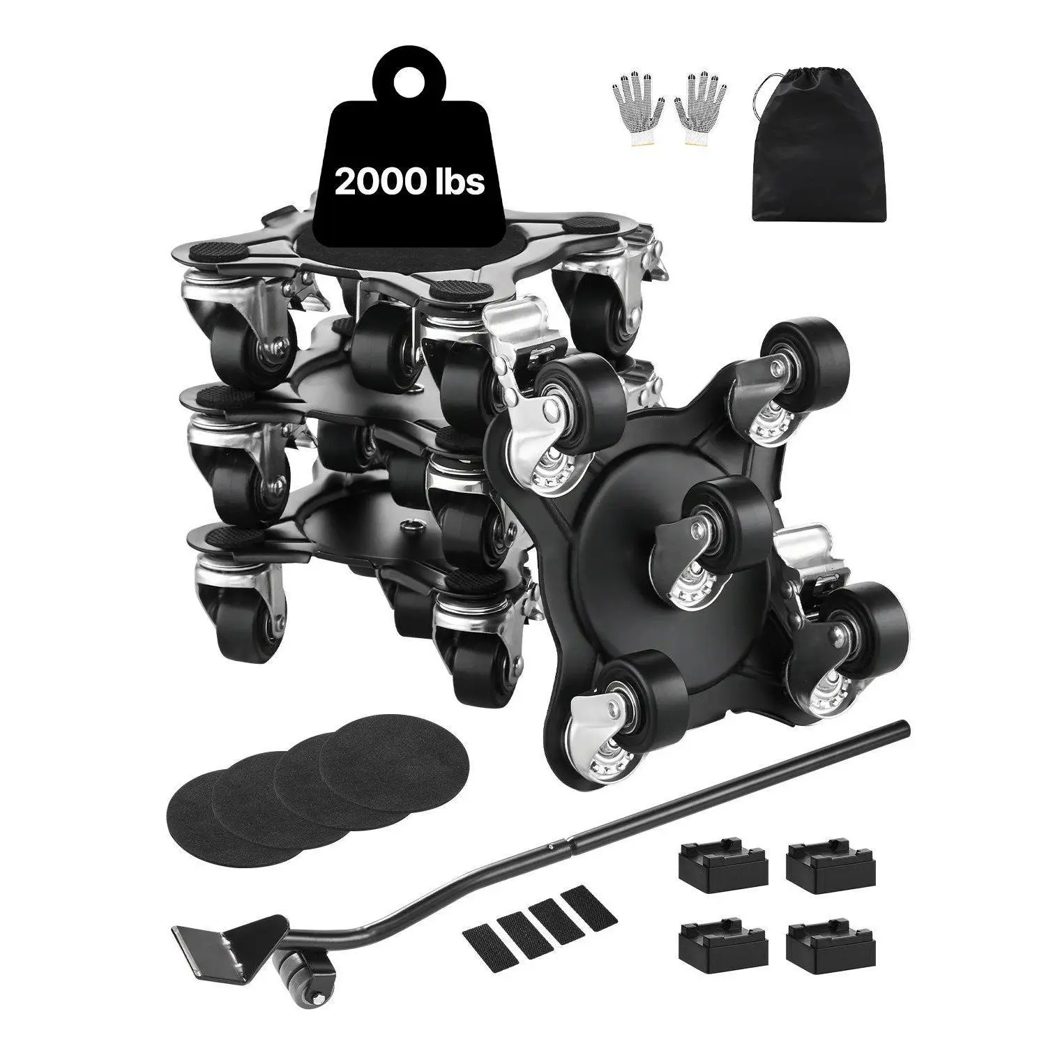 【summerfinds】VEVOR Heavy-Duty Furniture Dolly, 1200 lbs Capacity Mover with 5 Lockable Furniture Moving Wheels, Furniture Moving Wheel, Lockable Wheels