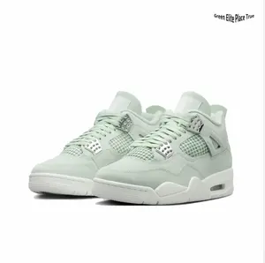 Soft Mint Green Genuine Leather Perforated Mesh Casual Kicks Silver Metal Eyelet Retro Streetwear Platform Sneaks