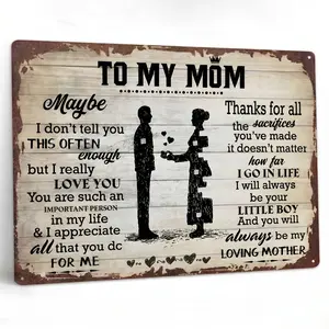To My Loving Mom Metal Sign, Family Wall Decor Print Sign Decor To My Mom, Perfect Birthday Gift For Mom Vintage Metal Sign Decor