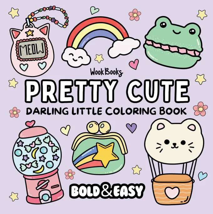 Pretty Cute Coloring Book & Reusable Protective Sheet by Wook Books