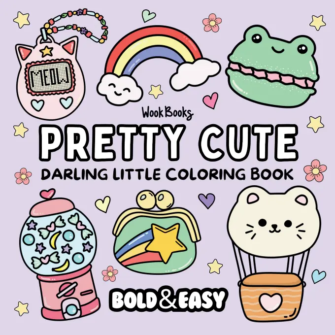 Pretty Cute Coloring Book & Reusable Protective Sheet by Wook Books