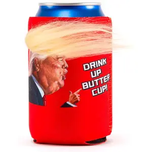 2 count Funny Can Coolers Sleeves with Hair -  Novelty Gifts  Presents for Men Women - for  and Soda Cans, Bottles, Bbqs, Party Favors (red)