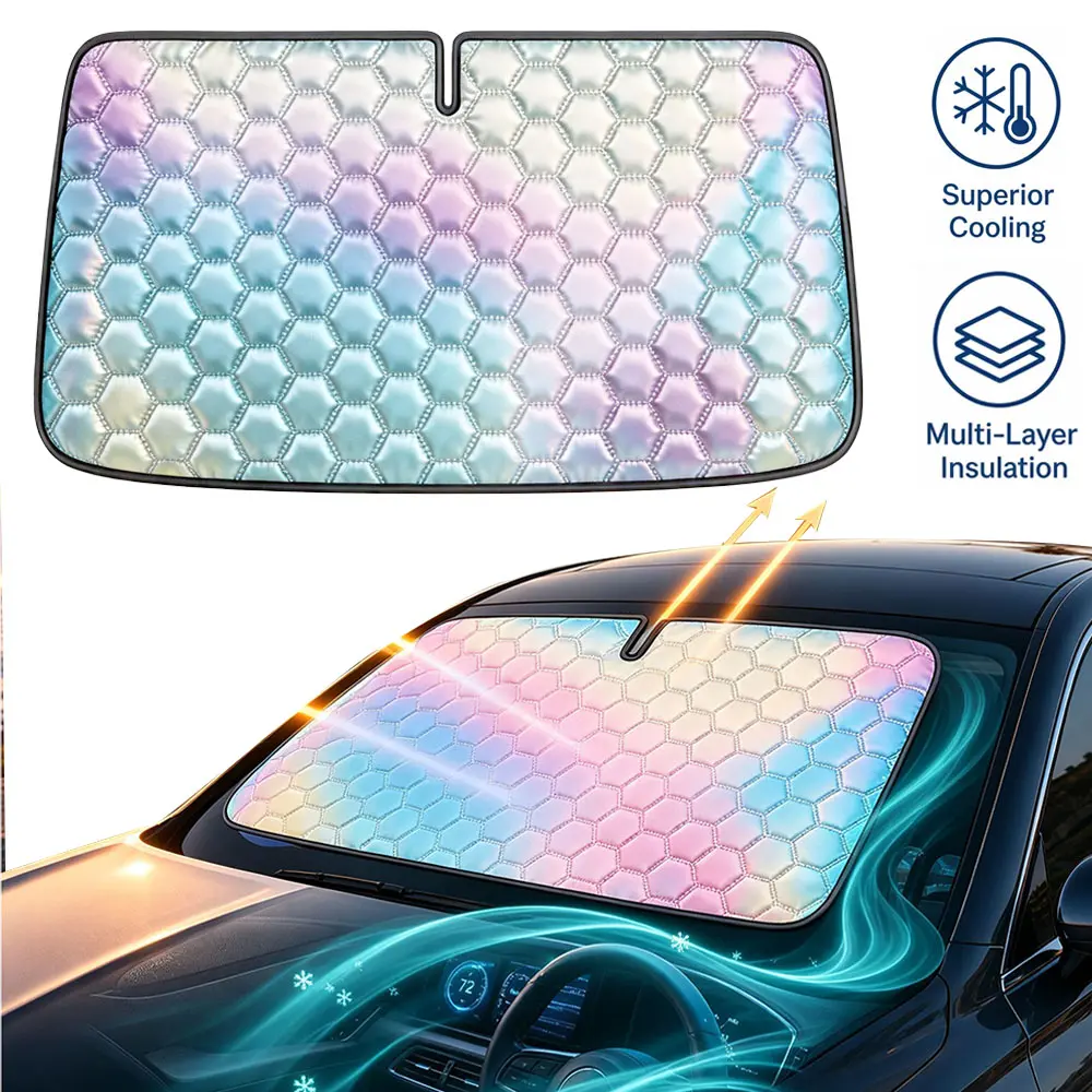 Car Windshield Sun Shade – Foldable UV Blocking Sunshade for Dashboard Protection, Keeps Car Cooler, Universal Fit for Sedan SUV Truck, 57x31.5 inches
