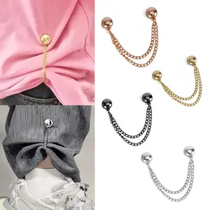 4 PCS Multi-Function Magnetic Clothing Pin, for Tshirt Clothes Pants Skirts, Shortening with Adjustable Buckle, Waist Button Safety Pin, Hijab Clip