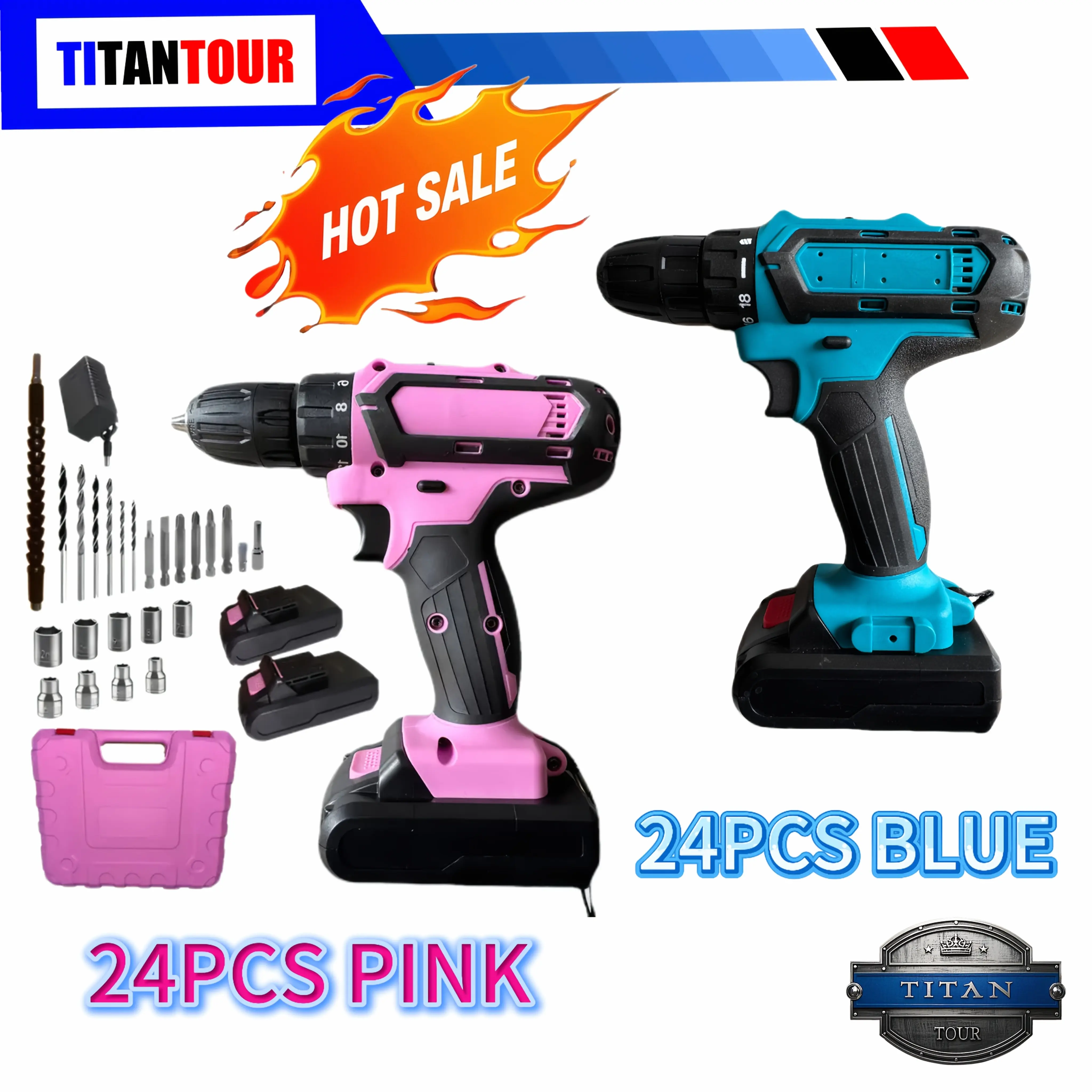 24-Pc 21V Rechargeable Lithium Diamond Kit: Electric Screwdriver with Battery, Charger, And Home Repair Tools - Ergonomic Design, USB Charging, Handheld Drill Suitable for Projects/Home Repairs
