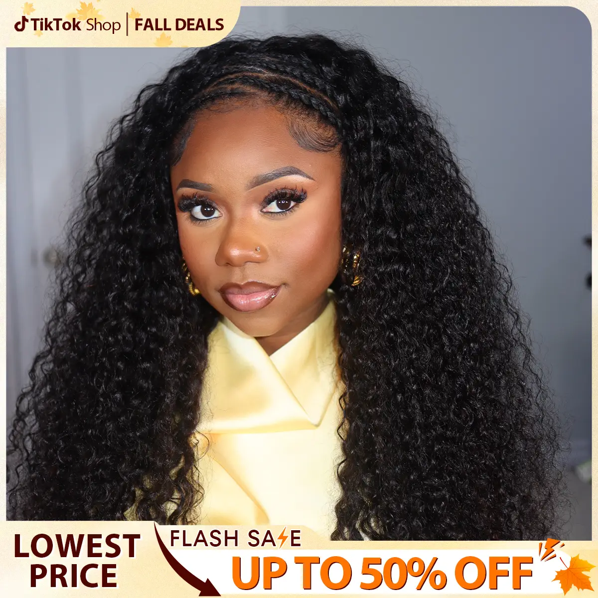 CurlyMe Half Wig Invisible Hairline Water Wave Glueless Wigs Human Hair Pre-plucked Curly Hair Half Wig Ready to Wear#FallFreshness #TikTokShopfalldea