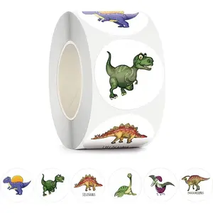 500Pcs Round Dinosaur Reward Roll Stickers for Kids Boys, Teacher Incentive Potty Training School Classroom Home Supplies