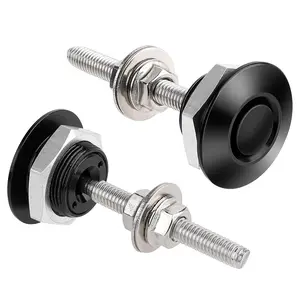 2 Pcs Quick Release Bumper Universal Aluminum Vehicle Hood Pins Quick Latch Hood Pins Quick Release Bumper Clips License Plate Lock Clip Kit, Diameter 1.25 inch