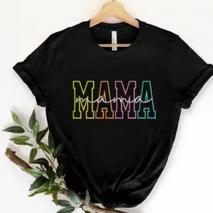 Mom Letter Simple Embroidery Short Sleeve Top, T Shirts Thick  Soft Fabric Fashion Daily Match.