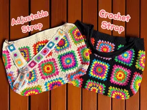 Crochet Granny Square Bag: Handmade Cotton Shoulder Tote