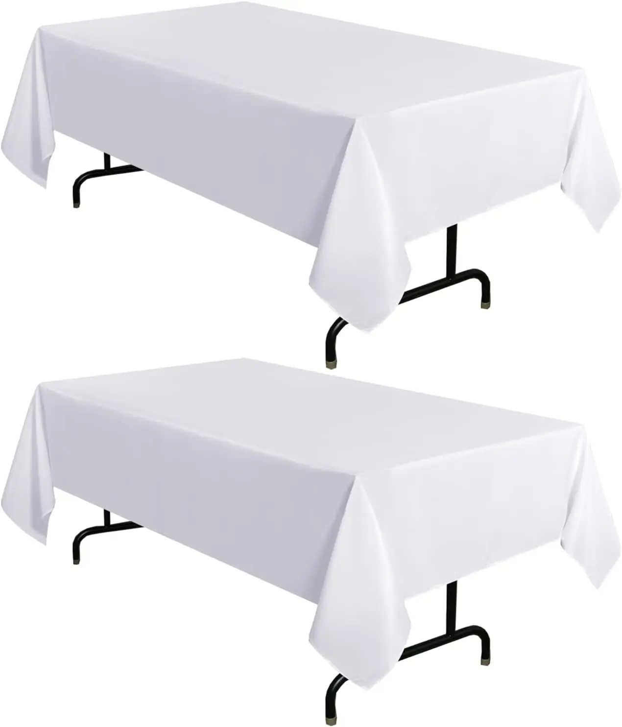 2 Pack White Tablecloth 60 x 84 Inch, Rectangle 4 Feet Table Cloth - Stain and Wrinkle Resistant Washable Polyester Table Cover for Dining Tables, Buffet Parties and Camping