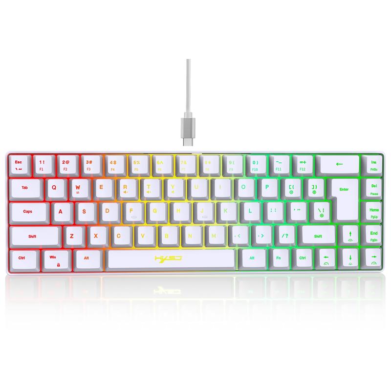 Gaming Keyboard and Mouse Combo - Compact 68-Key Mini Wired Rainbow Keyboard with RGB Backlit, Ergonomic Design, Optical Mouse for PS4, Xbox, PC, Laptop, Mac - Durable ABS Material, No Battery Needed, Gaming Keyboard and Mouse, Laptop Accessory