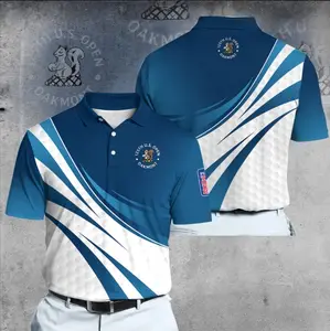Deep Blue Golf Tournament Inspired Polo Shirt for Men – Performance Athletic Golf Shirt, Modern Wave Stripe Pattern with Honeycomb Texture, Breathable Moisture Wicking Fabric, Championship Style Sportswear, Lightweight Summer Course Outfit, Golfer Gift