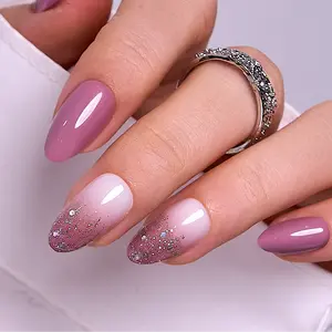 Mysterious Pink Gradient Glitter Press On Nails | CurvLife Nail | 24pcs Medium Oval Fake Nails | Glossy Finish with Enigmatic Pink Sparkle | Easy to Apply, Comfortable & Long-Lasting | Ideal for Daily Wear, Romantic Dinners, Art Shows & Dreamy Moments