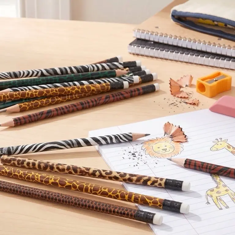 Animal Print Wood Pencils, #2 HB, Multicolor, 12 Count