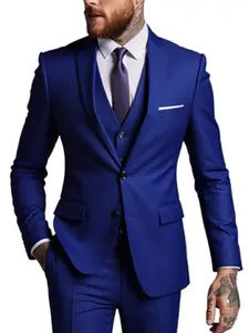 Elegant Men's 3pcs Suit- Slim Fit Tuxedo Set for Weddings& Formal Occasions, Plain Black Suit with White Shirt& Pants, Perfect for Office Meetings and Elegant Events, Formal Attire | Slim Fit Suit | Durable Wedding Wear blazer+Vest+pants suit