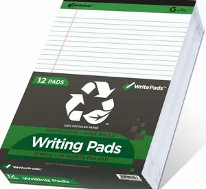 Legal Note pads 8.5 x 11，12pads 600 Sheets note pads Writing Pads Recycled Paper, Wide Ruled Perforated 50 sheets Premium Thick Paper Hard Back Notepads 8-1/2"x 11-3/4" Writing Tablet Canary For Office Supplies (Pack of 12pc) Organiser