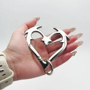 Streetwear Gothic Heart Bag Charm, Edgy Broken Heart Carabiner for Backpacks Purses, Punk Metal Accessory for Urban Fashion Surgical Steel Stud Earrings Set wedding rings Adjustable Rate Bracelet Day Necklace Stainless Layered cross Gold Plated tiara pink
