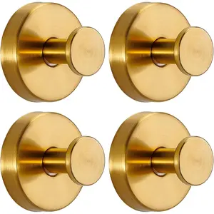 Suction Cup Hooks for Shower No-Drill Bathroom Hooks for Towels, Robes, Loofah Mountable on Bathroom Walls, Kitchen, Glass, Mirrors, Tile and Smooth,Non-Porous Surfaces (4, Brushed )