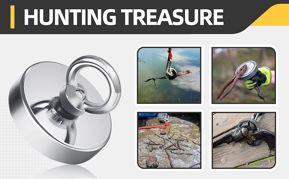 350lbs Extra Strong Heavy Duty Powerful Neodymium Search Magnet with Countersunk Hole - Metal Detecting, Salvage Outdoor Recovery Tool, Extra Strong Magnets, Heavy Duty Magnet