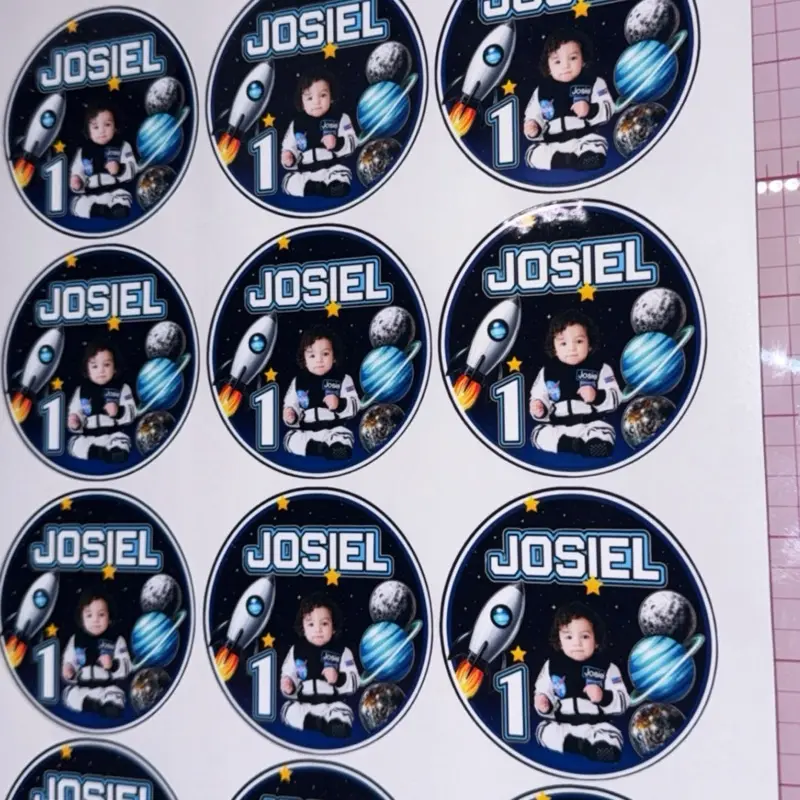 Custom Space Birthday Stickers, Personalized Astronaut Party Glossy Finish Labels, Funny Page Marker Space Theme Favor Stickers.
