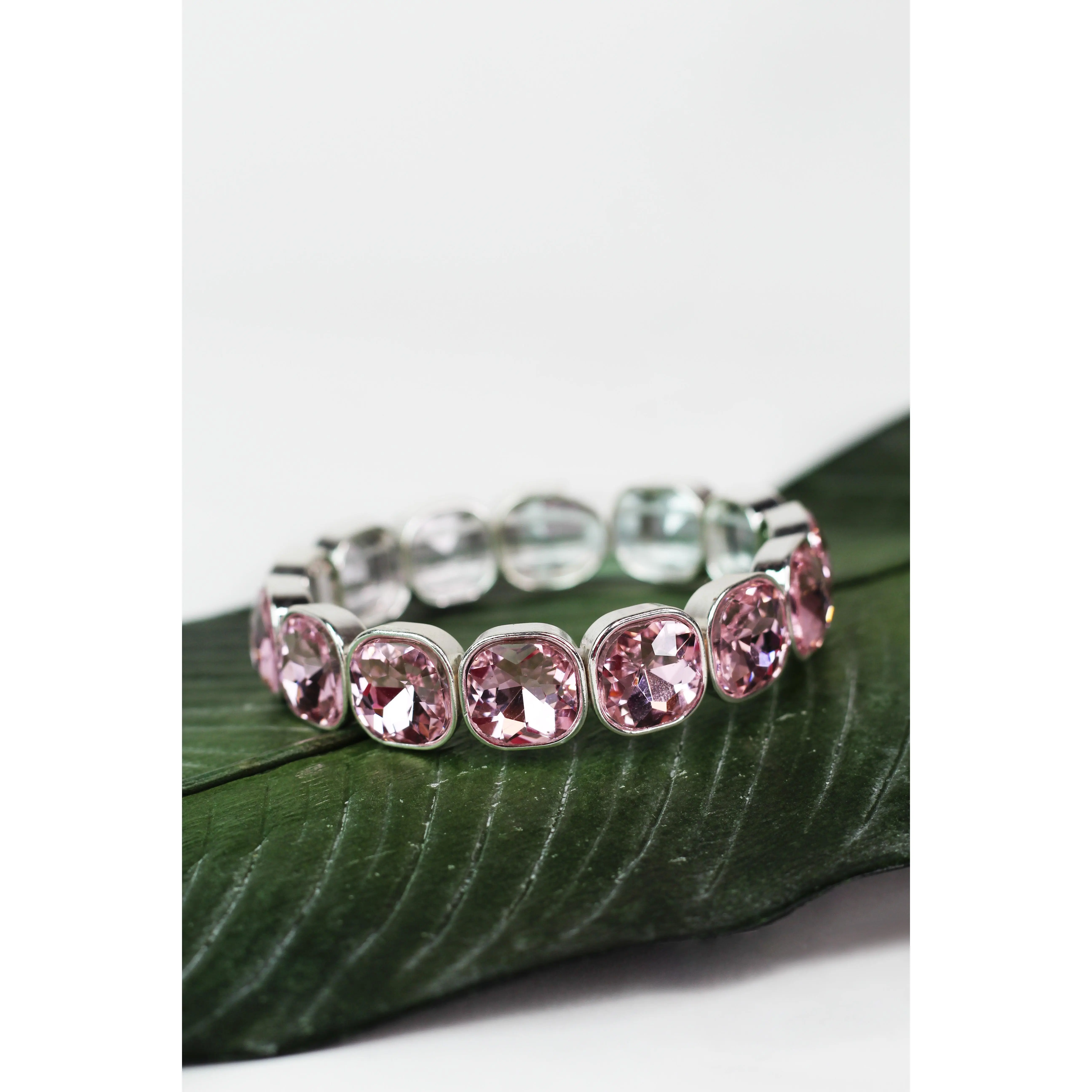 All Square Chunky Rhinestone Stretch Bracelet