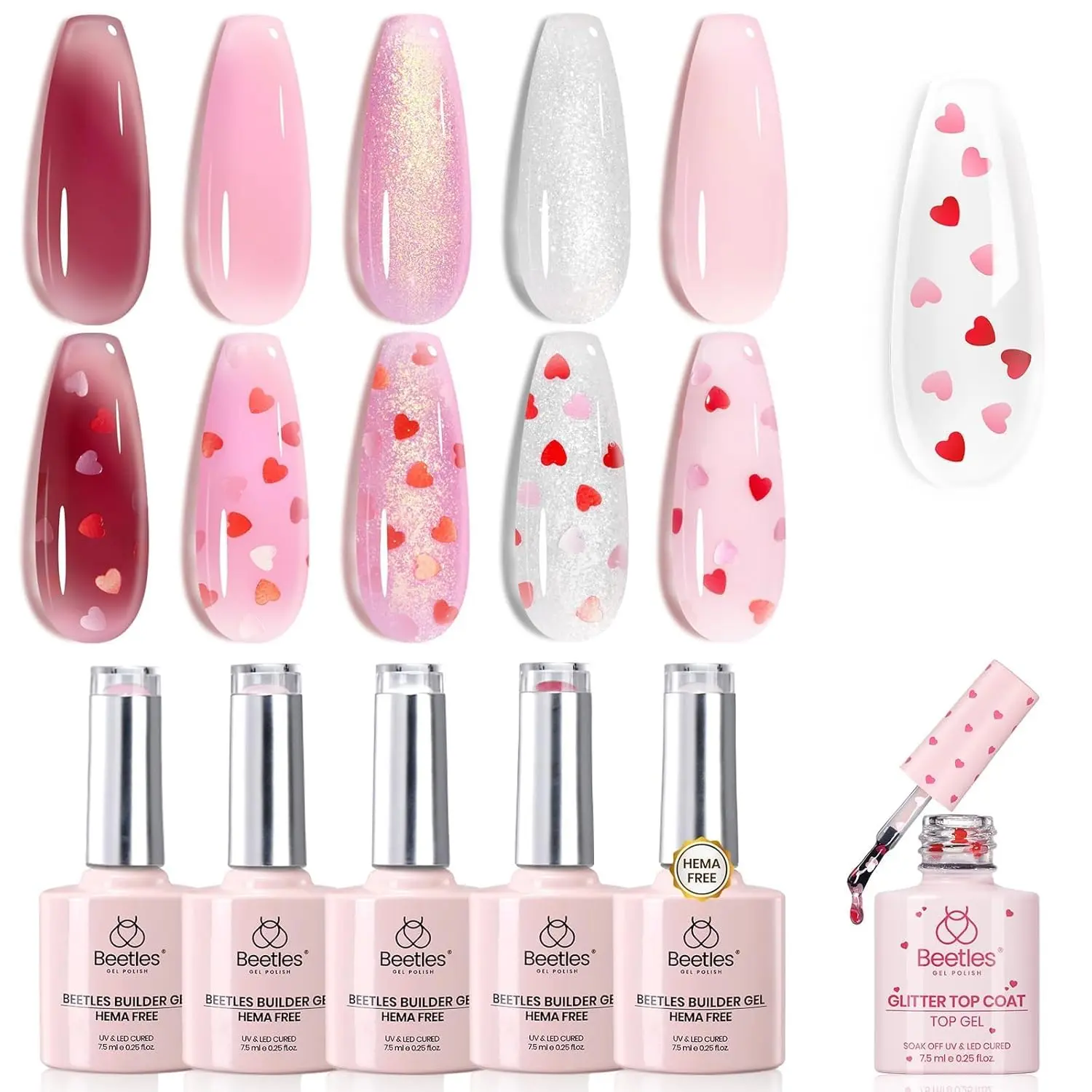 Builder Gel Nail 5 Colors Set 90-7.5ml-HEMA FREE