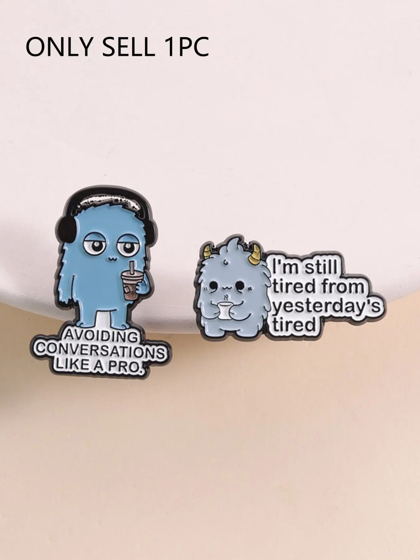 Cute Monster Worker Badge, Enamel Pin, Lapel Brooch for Introverts, Vintage Self-Deprecating Style, Perfect for Daily Use on Canvas Bags and Work Clothes