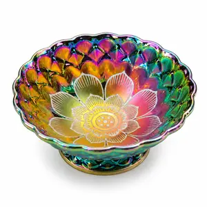 Iridescent Lotus Tea Cup, Rainbow Glaze Tea Bowl with Gift Box, Decorative Asian Tea Ware for Tea Lovers