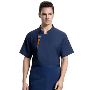 Hotel Short-sleeved Chef Work Clothes Hotel Catering Baking Canteen Kitchen Uniform Men's and Women's Work Clothes Tops