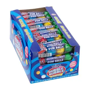 Dubble Bubble Assorted Fruit Flavor Gumballs - 144-Count Box, Sweet Snack