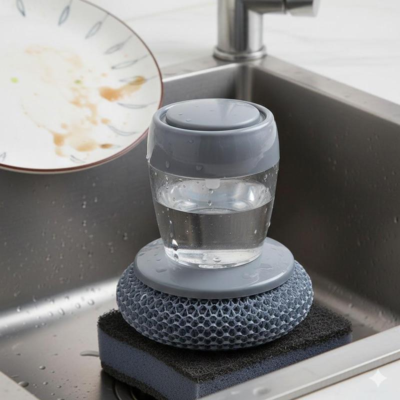 Soap Dispensing Dish Brush Cleaning Steel Wool Scrubber for Dishes Pans Kitchen Sink Bathtub Tile and Household Soap Dispensing Dish Brush Cleaning Steel Wool Scrubber for Dishes Pans Kitchen Sink Bathtub Tile and Household